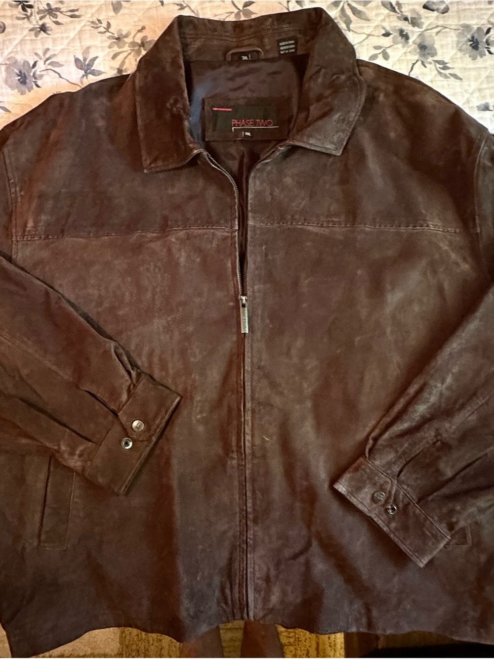 Vintage Phase Two Brown Suede Zip-Front Jacket